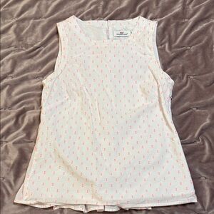 Vineyard Vines White Blouse with Pink Accents